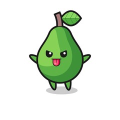 naughty avocado character in mocking pose