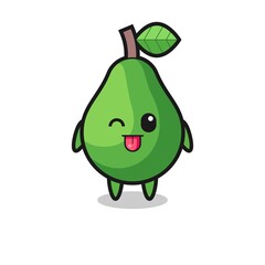 cute avocado character in sweet expression while sticking out her tongue