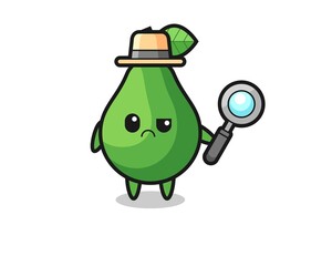 the mascot of cute avocado as a detective