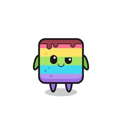 rainbow cake cartoon with an arrogant expression