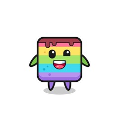 illustration of an rainbow cake character with awkward poses