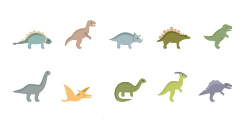 Set of Jurassic ancient dinosaurs, prehistoric dino animals. Collection of dragons for children. Vector illustration © Iuliia