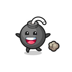 the happy bomb cartoon with running pose