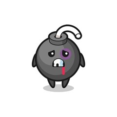 injured bomb character with a bruised face