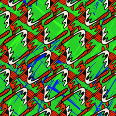 Unusual psychedelic abstract hand drawn seamless pattern