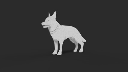 Grey line low poly animal dog isolated on black background,concept geometry design origamy triangle style 3d render image