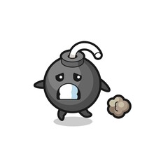 illustration of the bomb running in fear