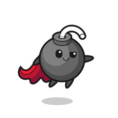 cute bomb superhero character is flying