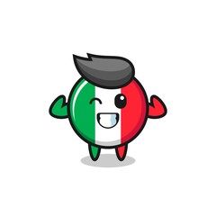 the muscular italy flag character is posing showing his muscles