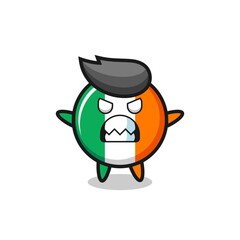 wrathful expression of the ireland flag badge mascot character