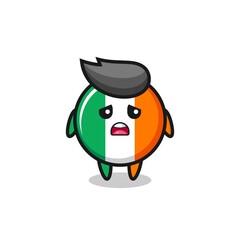 Obraz premium disappointed expression of the ireland flag badge cartoon