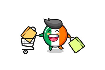 black Friday illustration with cute ireland flag badge mascot