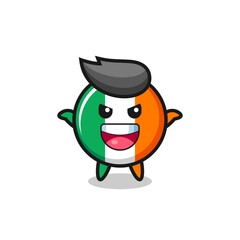 the illustration of cute ireland flag badge doing scare gesture