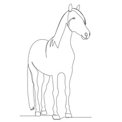 horse drawing by one continuous line isolated