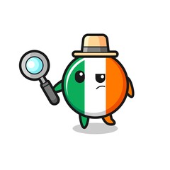 ireland flag badge detective character is analyzing a case