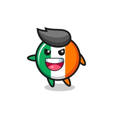 ireland flag badge cartoon with very excited pose