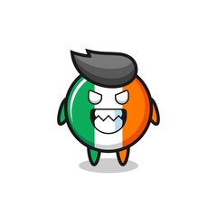 evil expression of the ireland flag badge cute mascot character