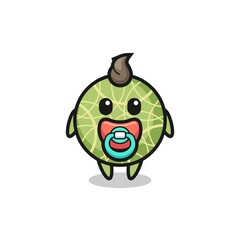 baby melon fruit cartoon character with pacifier