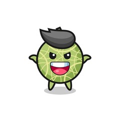 the illustration of cute melon fruit doing scare gesture