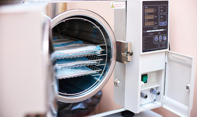Modern laboratory autoclave sterilizer for cleaning dental tools in dentistry sterilization department