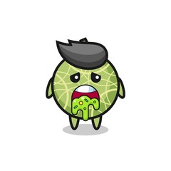 the cute melon fruit character with puke