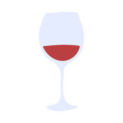 Red wine glass. Hand drawn cartoon illustration. Romantic alcoholic drink. Doodle shape art graphic design. Beverage for restaurants, cafes and pubs. Freehand drawing style