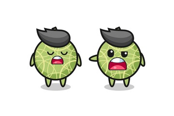 illustration of the argue between two cute melon fruit characters