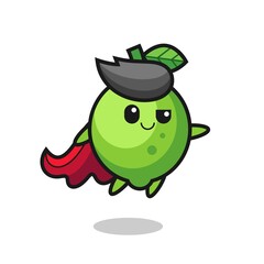 cute lime superhero character is flying