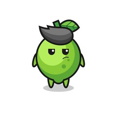 cute lime character with suspicious expression