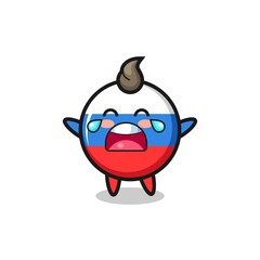 the illustration of crying russia flag badge cute baby