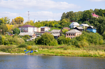Small town in central Russia on the banks of river Volga