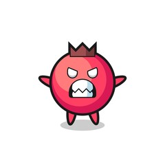 wrathful expression of the cranberry mascot character