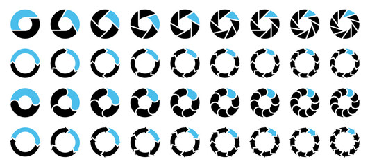 Set 36 Tortendiagramme Pfeile Schwarz Und Blau