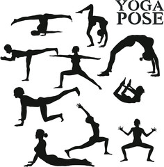 yoga positions and signs graphic design vector art