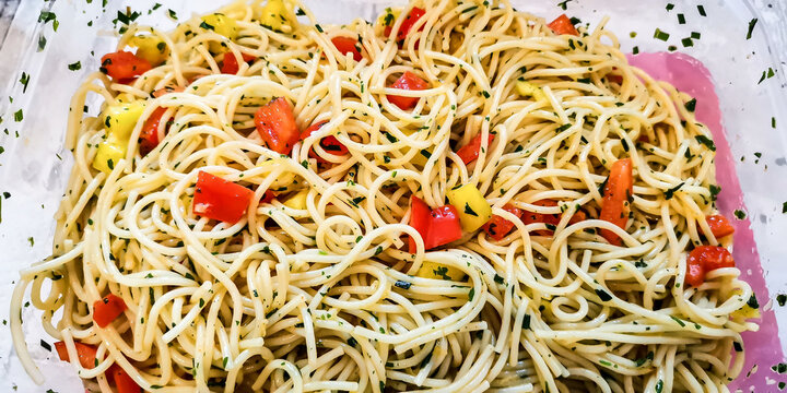 Spaghetti - Knoblauch - Salat