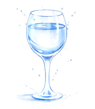 Watercolor illustration of glass of water