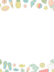 夏のアイテム色々フレーム（縦長）