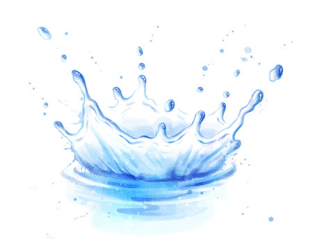Watercolor illustration of water splatter crown