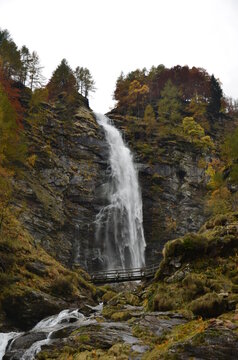 Huge Waterfall at Ticino Valle Maggia, Maggiatal, Switzerland in the mountains, long exposure picture © SimonMichael