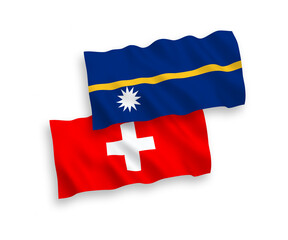 Flags of Republic of Nauru and Switzerland on a white background