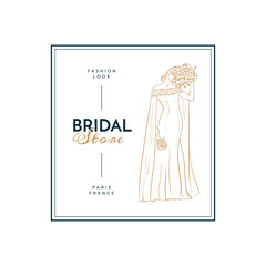 Trending logo template for wedding, wedding agency, decor, wedding decor, photographer, event agency. Elegant typography, linear illustration, line art