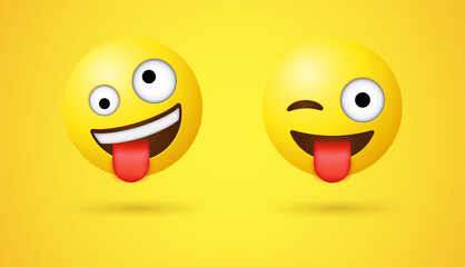 zany emoji Face with tongue and winking face emoji with Stuck Out Tongue - 3d Crazy funny emotions 