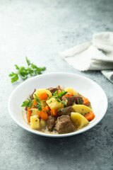 Traditional homemade meat stew with vegetables
