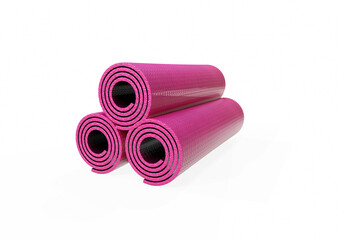 3d rendering of a half rolled yoga mat isolated on white background. Fitness and health. Exercise equipment. Yoga and pilates.