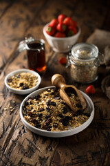 Fototapeta na wymiar Healthy homemade granola with berries