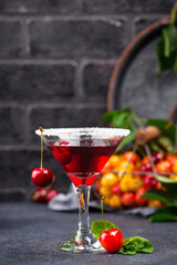 Red cherry martini summer cocktail