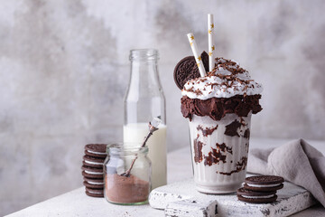 Sweet milkshake with whipped cream