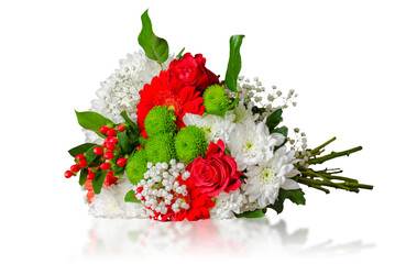 Bouquet of beautiful multicolored flowers isolated on a white background