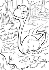 Coloring book for children with a dinosaur