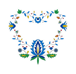 Haft kaszubski w kształcie serca, tradycyjny polski wzór